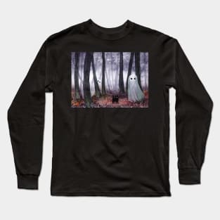 Two Ghosts and a Spooky Kitten Long Sleeve T-Shirt